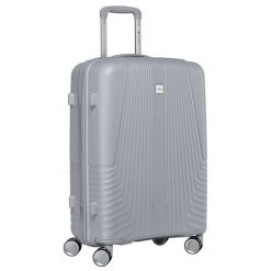 Duża walizka podróżna w szarym kolorze z wodoodporną skorupą Peterson PTN PP-09-W. Szare walizki Peterson, duże. Za 199.99 zł.