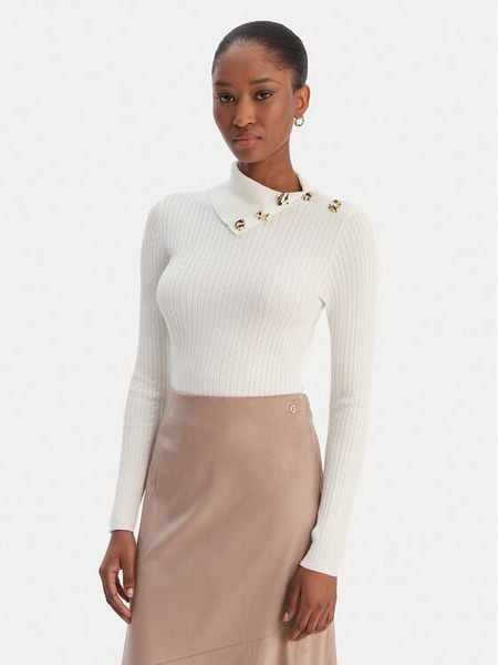 Guess Sweter W6RR07 Z2YK2 Écru Regular Fit. Białe swetry Guess, m, z aplikacjami, z wiskozy, bez ramiączek. Za 262.99 zł.