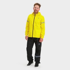 Kurtka przeciwdeszczowa rowerowa Essential żółta wodoodporna Poray 5000. Żółte kurtki AGU, xl, bez wzorów, z materiału, bez kaptura, rowerowe. Za 578.40 zł.
