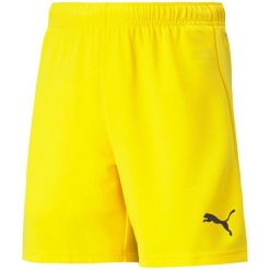 Spodenki piłkarskie dla dzieci Puma teamRISE Short Jr. Brązowe szorty Puma, bez wzorów, sportowe. Za 86.66 zł.