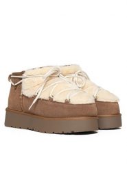 Gooce Skórzane botki "Willem" w kolorze jasnobrązowym rozmiar: 37. Brązowe botki Gooce, bez wzorów, z wełny, bez obcasa, na platformie, bez zapięcia. Za 195.99 zł.