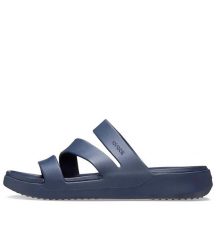 Klapki Crocs Getaway Strappy Z Klapkami Damskie. Niebieskie klapki Crocs, bez wzorów, z materiału, bez obcasa, bez zapięcia. Za 199.99 zł.