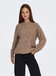 ONLY Sweter w kolorze jasnobrązowym rozmiar: S. Brązowe swetry ONLY, s, bez wzorów, ze splotem, bez ramiączek. Za 125.85 zł.