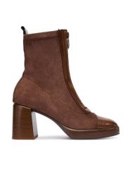 Hispanitas Botki HI254230 Brązowy. Brązowe botki Hispanitas, bez wzorów, z materiału, bez obcasa, na słupku, bez zapięcia. Za 749.99 zł.