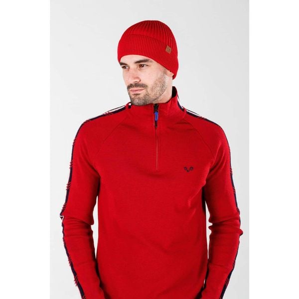 Czapka zimowa 100% wełna merino - Icewall (250 g/m²). Czerwone czapki zimowe WOOLONA, bez wzorów, z wełny, sportowe. W wyprzedaży za 126.00 zł.