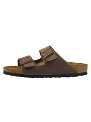 Birkenstock Klapki "Arizona" w kolorze brązowym rozmiar: 43. Brązowe klapki Birkenstock, bez wzorów, klasyczne, bez obcasa, bez zapięcia. Za 420.66 zł.