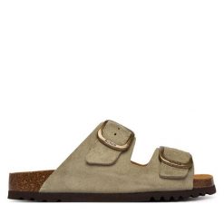 Klapki Scholl. Zielone klapki Scholl, bez wzorów, bez obcasa, bez zapięcia. Za 379.99 zł.