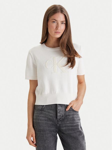 Calvin Klein Jeans Sweter Chunky LV044E306G Beżowy Regular Fit. Brązowe swetry Calvin Klein Jeans, l, bez wzorów, z bawełny, bez ramiączek. Za 262.99 zł.