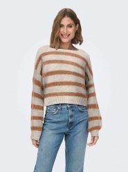 ONLY Sweter w kolorze beżowo-jasnobrązowym rozmiar: L. Brązowe swetry ONLY, l, bez wzorów, bez ramiączek. Za 79.21 zł.