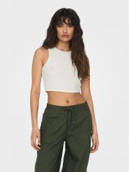 ONLY Top Vilma 15282771 Biały Slim Fit. Białe topy ONLY, xl, bez wzorów, z bawełny, bez kołnierzyka, bez ramiączek. Za 29.99 zł.