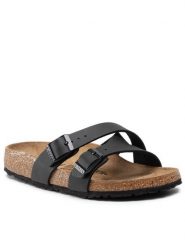 Birkenstock Klapki Yao Balance 1016687 Czarny. Czarne klapki Birkenstock, bez wzorów, ze skóry, bez obcasa, bez zapięcia. Za 399.99 zł.