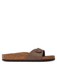 Birkenstock Klapki Madrid 0040093 Brązowy. Brązowe klapki Birkenstock, bez wzorów, ze skóry, bez obcasa, bez zapięcia. Za 399.99 zł.