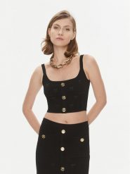 Pinko Top Dolly 101885 A16F Czarny Slim Fit. Czarne topy Pinko, m, bez wzorów, z wiskozy, bez kołnierzyka, bez ramiączek. Za 489.99 zł.