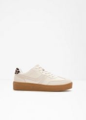 Sneakersy na platformie w stylu retro. Czerwone buty sportowe lifestyle bonprix, bez wzorów, retro, bez zapięcia. Za 147.99 zł.