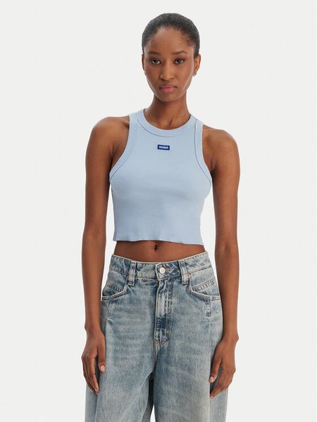 HUGO Top Baby 50511450 Błękitny Slim Fit. Niebieskie topy Hugo, xl, bez wzorów, z bawełny, bez kołnierzyka, bez ramiączek. Za 128.99 zł.