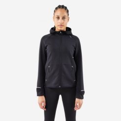 Bluza do biegania damska Kiprun Run 500 Warm ocieplana. Zielone bluzy KIPRUN, na zimę, xl, bez wzorów, z materiału, bez kaptura, do biegania. Za 119.99 zł.