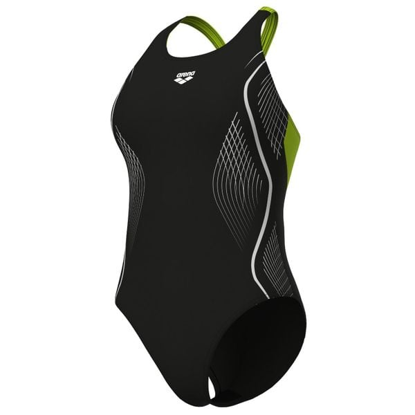 Damski kostium kąpielowy 1-częściowy Arena Grid V Back Graphic. Czarne stroje jednoczęściowe Arena, bez wzorów, sportowe. Za 230.50 zł.