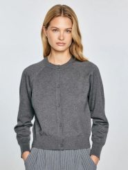 Kardigan damski bawełniany szary Karina 902. Szare swetry BIG STAR, l, bez wzorów, z bawełny, biznesowe, bez ramiączek. Za 159.99 zł.