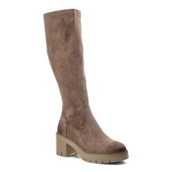 Beżowe Kozaki Vinceza Modne Obuwie Damskie. Brązowe kozaki VINCEZA, bez wzorów, z zamszu, eleganckie, przed kolano, bez obcasa, na obcasie, bez zapięcia. Za 199.00 zł.