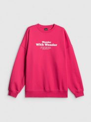 4F Bluza dresowa oversize bez kaptura damska - różowa L. Czerwone bluzy 4f, l, bez wzorów, z dresówki, bez ramiączek, bez kaptura. Za 159.99 zł.