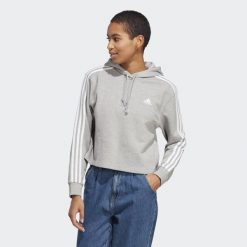 Bluza Kobieta Adidas 3S Ft Cr szary. Białe bluzy bez kaptura adidas, s, bez wzorów, bez kaptura, na fitness i siłownię. Za 234.45 zł.