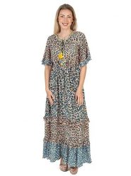 Isla Bonita by SIGRIS Sukienka w kolorze brzoskwiniowo-turkusowo-czarnym rozmiar: L. Pomarańczowe sukienki Isla Bonita by SIGRIS, na co dzień, l, bez wzorów, z bawełny, bez kołnierzyka, bez ramiączek, maxi, proste. Za 157.35 zł.