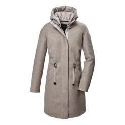 Parka dla kobiet Killtec GW 46. Brązowe płaszcze GIGA DX, bez wzorów, z materiału, z kapturem. Za 719.20 zł.