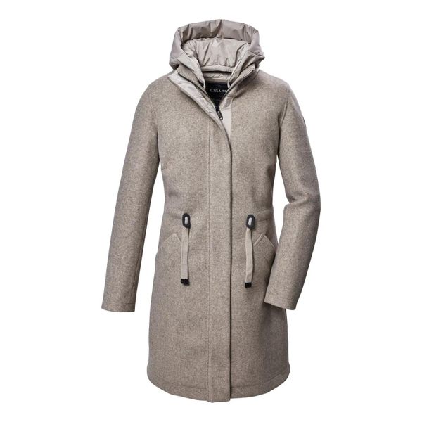 Parka dla kobiet Killtec GW 46. Brązowe płaszcze GIGA DX, bez wzorów, z materiału, z kapturem. Za 719.20 zł.