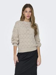 ONLY Sweter w kolorze beżowym rozmiar: XS. Brązowe swetry ONLY, xs, bez wzorów, bez ramiączek. Za 98.95 zł.