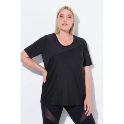 Damskie Bluzka funkcyjna szybkoschnąca okrągły dekolt długi rękaw. Czarne t-shirty sportowe Ulla Popken, plus size, bez wzorów, z elastanu, bez ramiączek. Za 199.99 zł.
