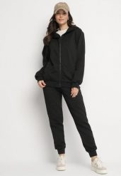 Czarny Komplet Dresowy Bluza z Kapturem i Joggery Rerialda. Czarne bluzy z kapturem Born2be, l, bez wzorów, z dresówki, z kapturem. Za 139.99 zł.