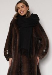 Czarny Klasyczny Szalik Zdobiony Frędzlami Vetilana. Czarne szaliki i kominy Born2be, z aplikacjami, z jeansu, biznesowe. Za 44.99 zł.