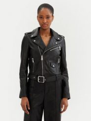 PINKO Kurtka skórzana 103897 A21L Czarny Regular Fit. Czarne kurtki Pinko, l, bez wzorów, ze skóry, bez kaptura. Za 3,099.00 zł.