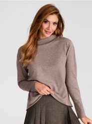 Sweter z wełną - brązowy. Brązowe swetry Sinsay, l, bez wzorów, z materiału, klasyczne, bez ramiączek. Za 39.99 zł.