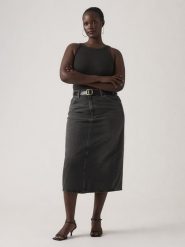 Levi's Spódnica dżinsowa w kolorze antracytowym rozmiar: W32. Czarne spódnice Levi's, na co dzień, s, z aplikacjami, z bawełny, klasyczne, midi, proste. Za 140.20 zł.