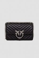 PINKO Czarna kopertówka damska ze srebrnymi okuciami Love One Mini DC. Czarne kopertówki Pinko, bez wzorów, eleganckie, bez dodatków. W wyprzedaży za 1,016.99 zł.