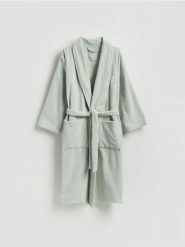 Bawełniany szlafrok - jasnozielony. Zielone szlafroki damskie Reserved, l, bez wzorów, z bawełny, bez ramiączek. Za 159.99 zł.