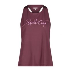 Damski tank top CMP. Fioletowe topy CMP, bez wzorów, sportowe, bez kołnierzyka, bez ramiączek. W wyprzedaży za 106.65 zł.
