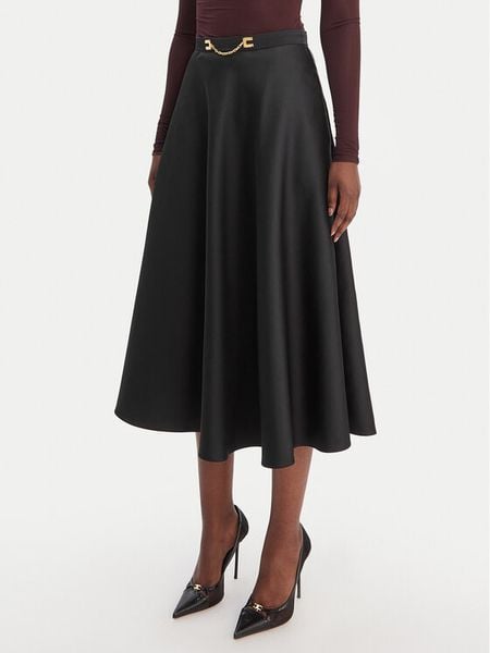 Elisabetta Franchi Spódnica midi GO-156-61E2-V320 Czarny Regular Fit. Czarne spódnice Elisabetta Franchi, bez wzorów, z syntetyku, midi. Za 1,359.00 zł.