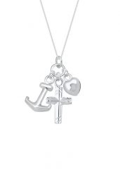 Elli Damska zawieszka kotwica serce krzyż w srebrze 925 Sterling Silver Naszyjniki 1 ct Damski. Szare naszyjniki Elli, z materiału, srebrne. Za 243.99 zł.