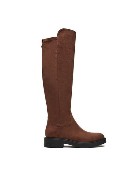 Guess Kozaki FLFF2Z ESU11 Brązowy. Brązowe kozaki Guess, z aplikacjami, z materiału, bez obcasa, na płaskiej podeszwie, bez zapięcia. Za 819.99 zł.