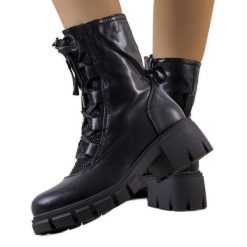 PA1 Czarne botki damskie Alcaraz. Czarne botki PA1, bez wzorów, ze skóry ekologicznej, eleganckie, bez obcasa, bez zapięcia. Za 125.86 zł.