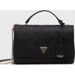 Guess torebka kolor czarny. Czarne listonoszki Guess, z aplikacjami, na ramię, bez dodatków. Za 619.99 zł.