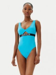 Calvin Klein Swimwear Strój kąpielowy KW0KW02746 Niebieski. Niebieskie stroje jednoczęściowe Calvin Klein Swimwear, bez wzorów, z syntetyku. Za 379.99 zł.