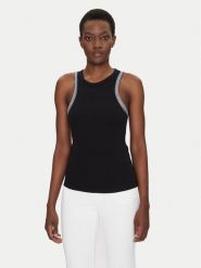 Fracomina Top FS25ST2009J401R9 Czarny Slim Fit. Czarne topy Fracomina, m, bez wzorów, z bawełny, bez kołnierzyka, bez ramiączek. Za 219.99 zł.
