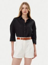 Tommy Hilfiger Koszula WW0WW46169 Czarny Loose Fit. Czarne koszule Tommy Hilfiger, bez wzorów, ze lnu, bez kołnierzyka, bez ramiączek. Za 459.99 zł.