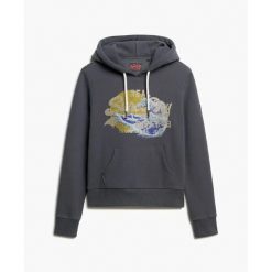 Bluza damska z kapturem Superdry Vintage Logo Tokyo. Brązowe bluzy z kapturem Superdry, bez wzorów, z kapturem. Za 382.25 zł.