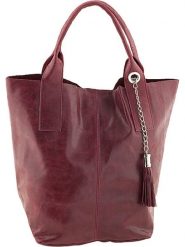 ORE10 Skórzany shopper bag "Laura" w kolorze bordowym - 38 x 41 x 20 cm rozmiar: onesize. Czerwone shopper bag ORE10, bez wzorów, z materiału, bez dodatków. Za 223.95 zł.