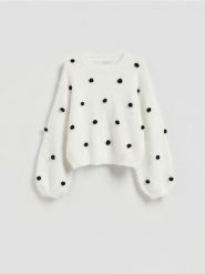 Sweter w kropki - wielobarwny. Swetry Reserved, l, bez wzorów, z dzianiny, bez ramiączek. Za 139.99 zł.