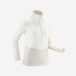 Polar turystyczny damski Quechua MH500. Białe bluzy z polaru QUECHUA, l, bez wzorów, z materiału, trekkingowe. Za 69.99 zł.